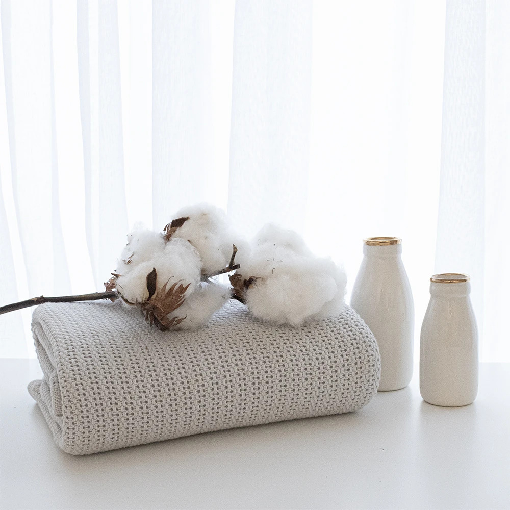 Living Textiles 100 Organic Cotton Cot Cellular Blanket Grey