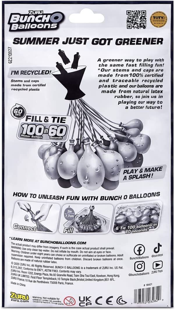 Zuru Bunch O Balloons Neon Splash 100+ SelfSealing Water Balloons 3pk