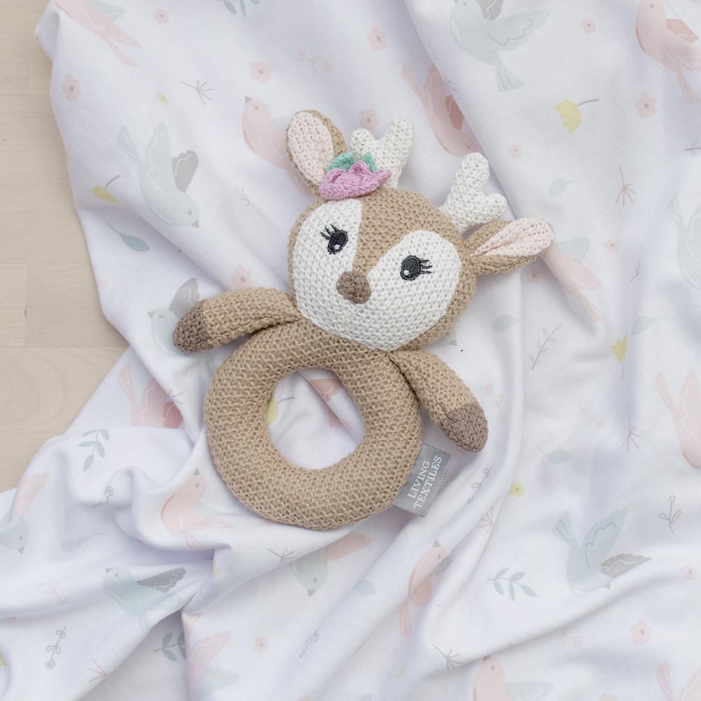 Living Textiles Knitted Ring Rattle Ava the Fawn