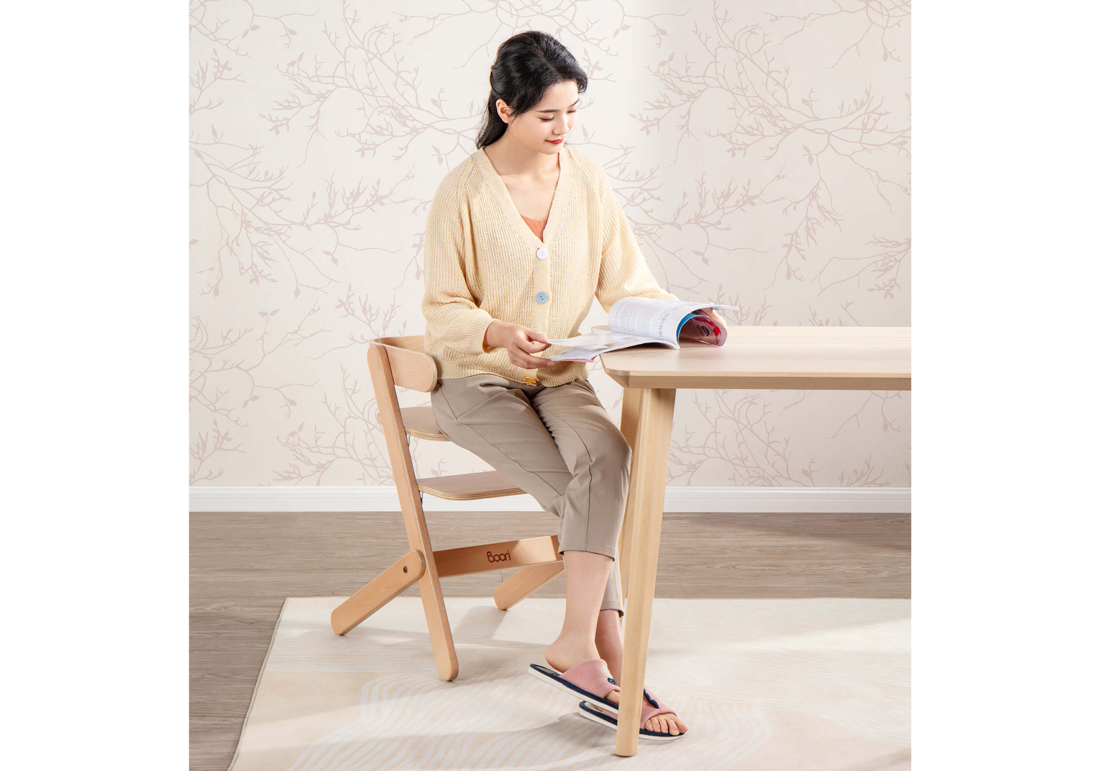 Boori Neat High Chair & Cushion/Tray Insert Barley White & Beech