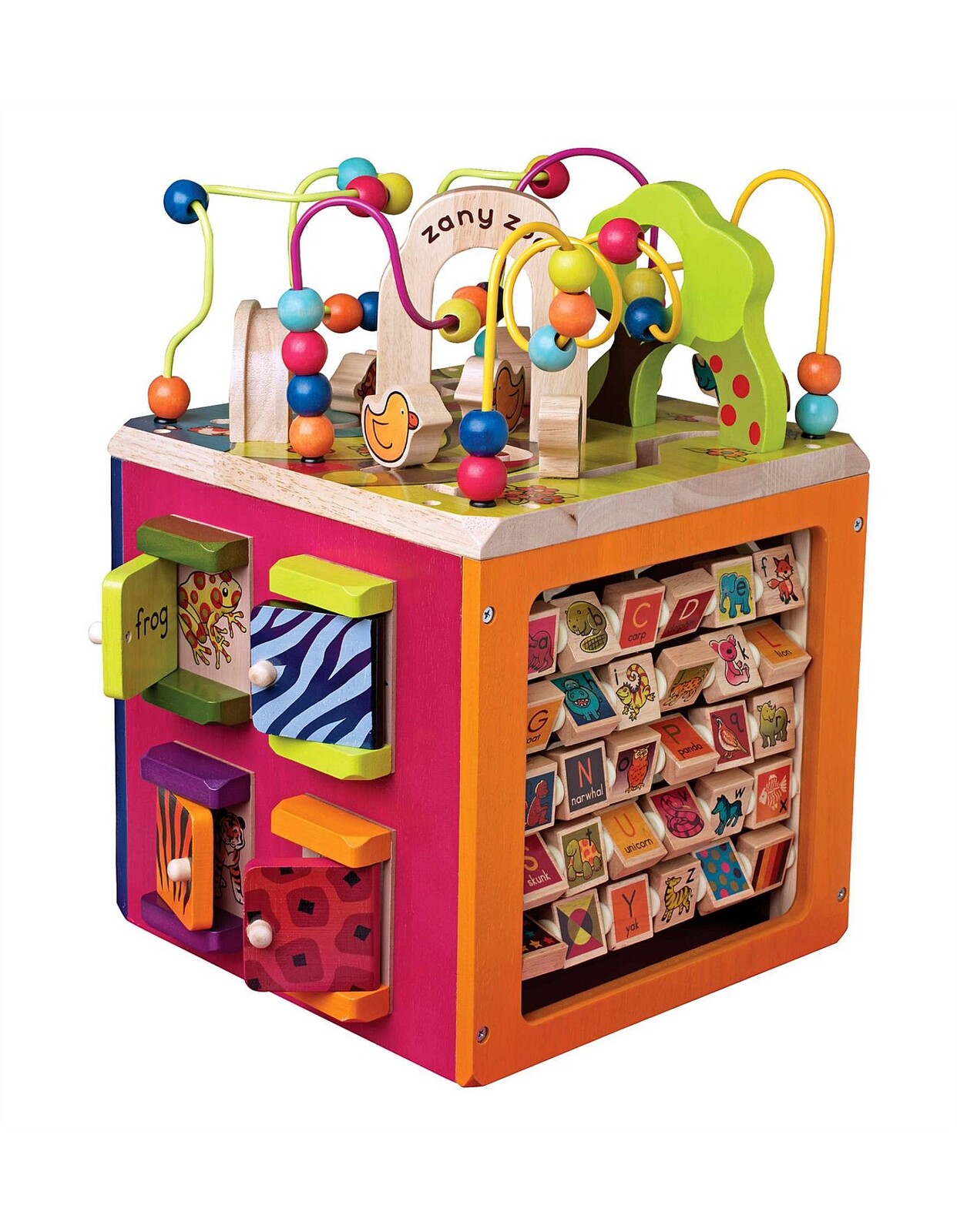 B Toys Zany Zoo Wooden Activity Cube