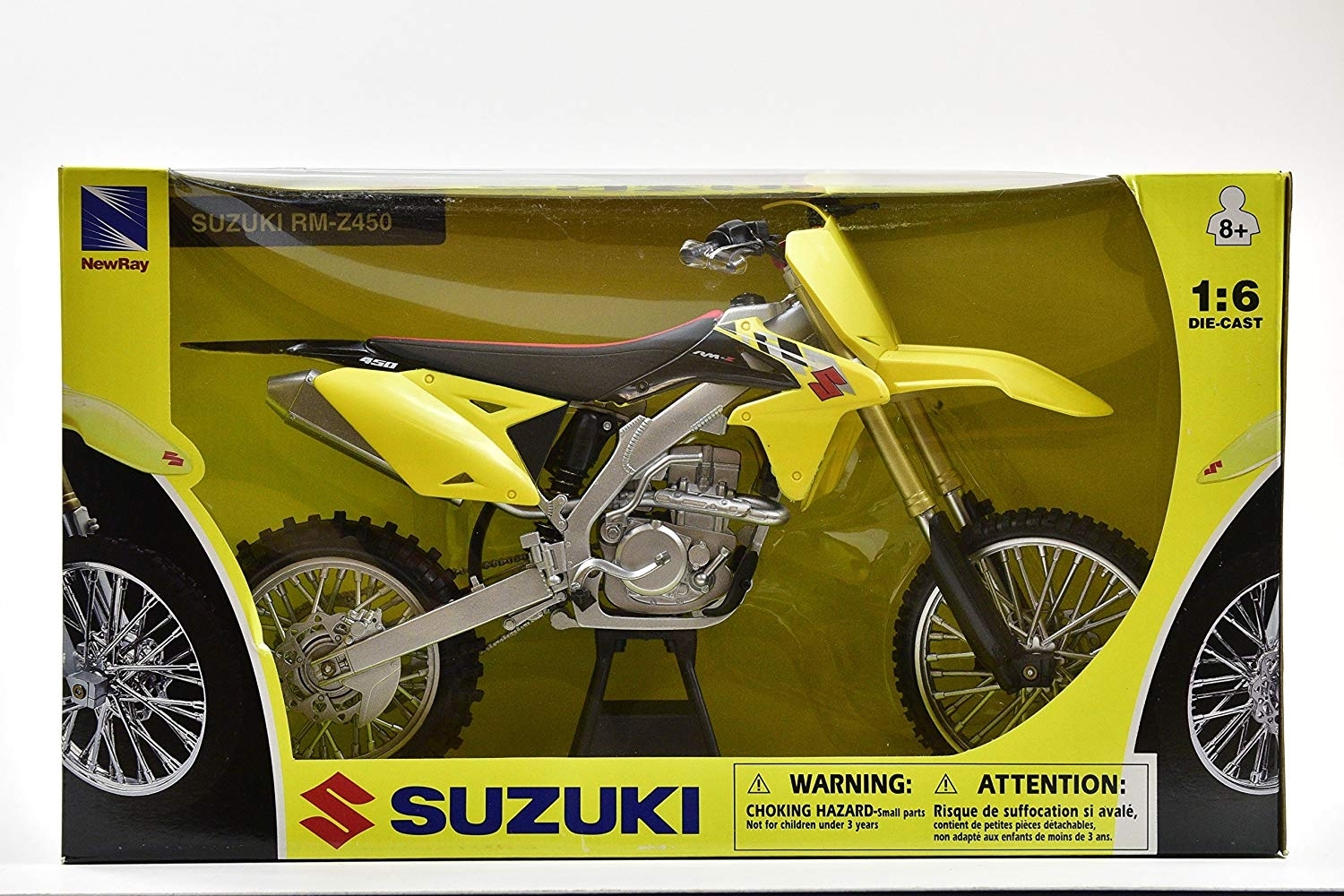 NEW RAY 49473 2014 SUZUKI RM-Z450 DIRT BIKE MOTORCYCLE 1/6 YELLOW 