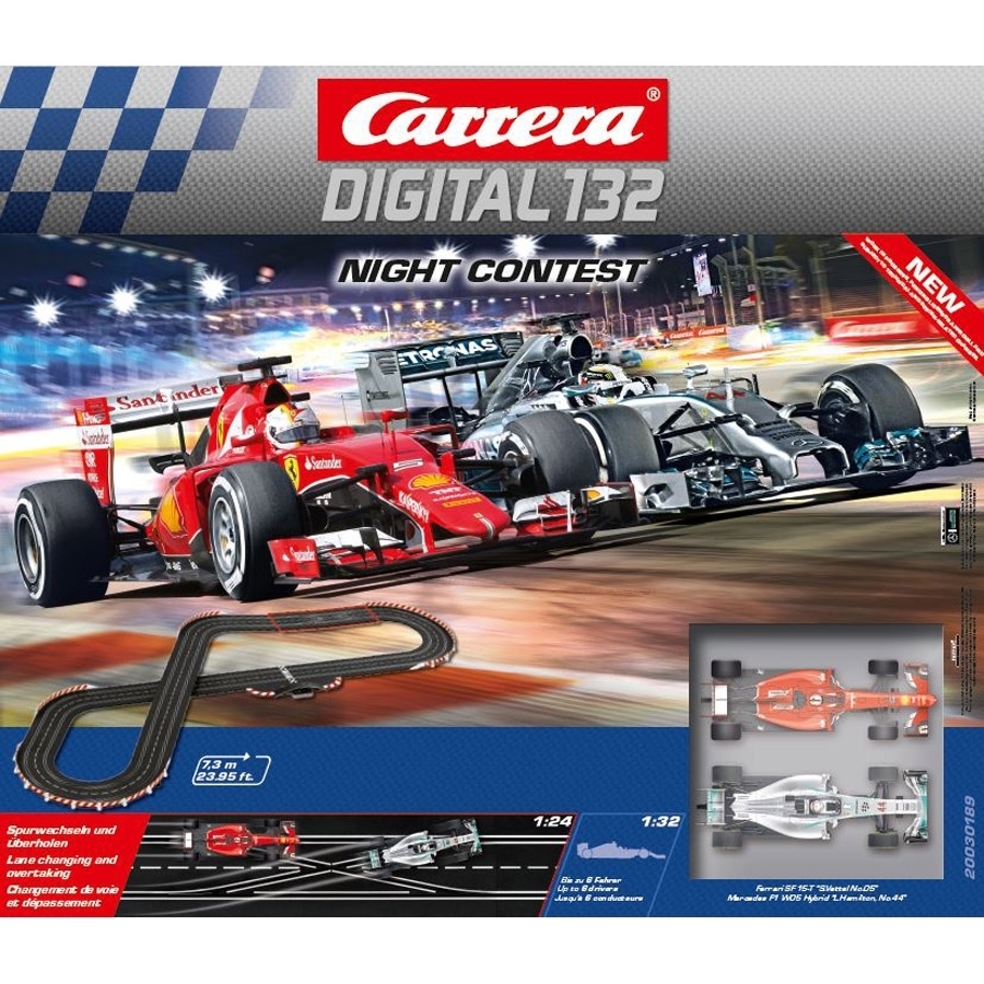 Carrera Digital 1:32 Night Contest Slot Car Set - F1 Ferrari & F1 Mercedes