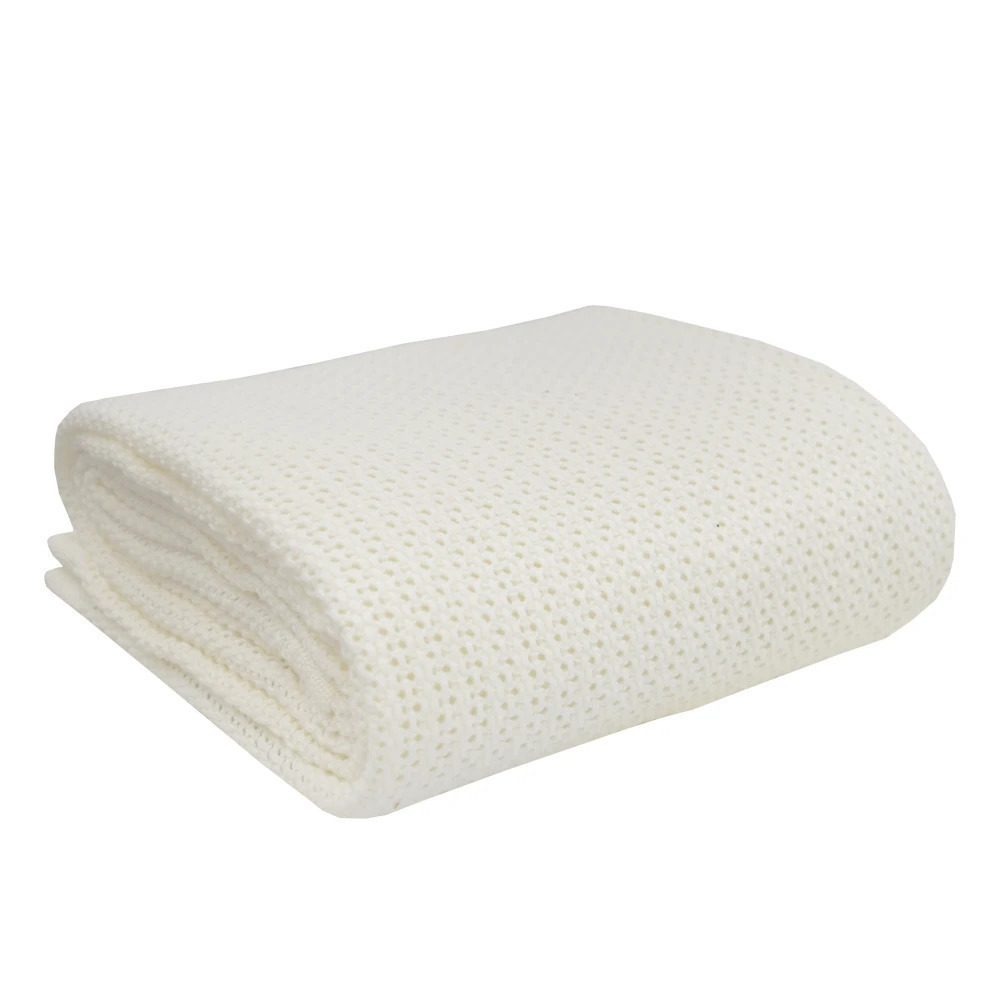 Living Textiles 100 Organic Cotton Cellular Blanket White