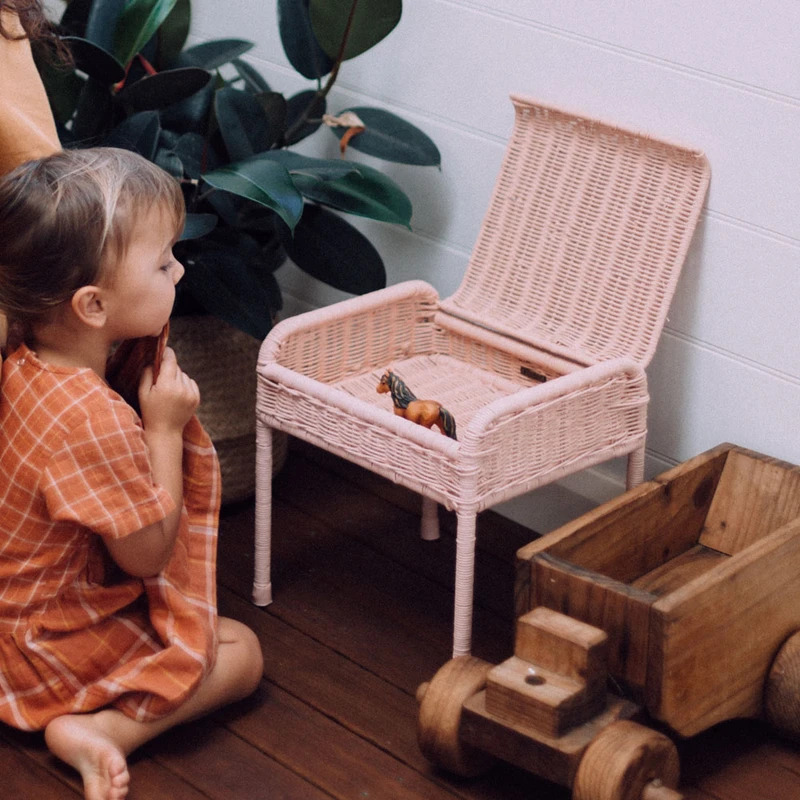Olli Ella Rattan Storie Stool Rose