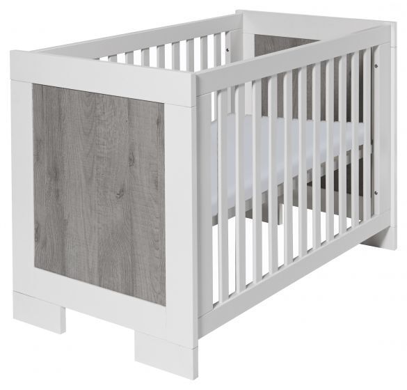 Love n Care Lucca Cot White Ash with Bamboo Innerspring Mattress 131 x 76 x 13cm