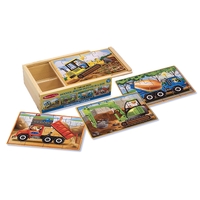 Melissa & Doug Wooden Construction Puzzles in a Box 4 x 12pcs MND3792