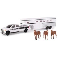 Tomy Big Road Ford F-350 Pickup Truck with Horse Trailer and Horses 1:32 Scale 46800