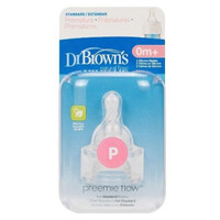 Dr Brown's Preemie Flow Narrow Neck Bottle Nipples 2pk SB030
