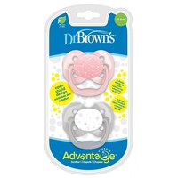 Dr Brown's Advantage Pacifier Stage 1 Pink Stars 2pk PA120