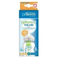 Dr Brown's 150ml Wide Neck Feeding Bottle Options+ with Level 1 Teat 1pk WB51600
