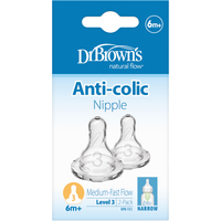 Dr Brown's Level 3 Narrow Neck Bottle Teats 2pk 332ANX