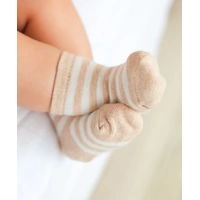 Lummi in Colour Baby Socks - Oat Stripes 0-6 Months