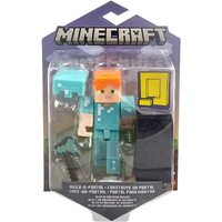Minecraft Alex in Diamond Armour Action Figure with Build-A-Portal Piece & Accessory GTP08