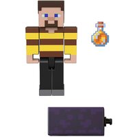 Minecraft Bee Shirt Steve Action Figure with Build-A-Portal Piece & Accessory GTP08