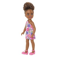 Barbie Chelsea Doll (Brunette) In Flower-Print Dress