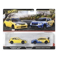 Hot Wheels Premium Car Culture 2 Pack - Honda Civic Type R & '99 Honda Civic Type R (EK9) HBL96