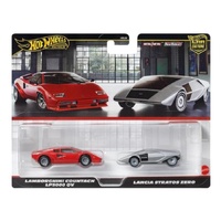 Hot Wheels Premium Car Culture 2 Pack - Lamborghini Countach LP5000 QV & Lancia Stratos Zero HBL96