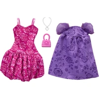 Barbie Style Fashion Clothes 2pk Floral Purple & Pink Dresses MATGWF04