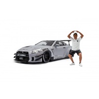 Solido Nissan GT-R (R35) Liberty Walk Type 2.0 Grey W/Kato San 1:18 Scale Diecast S1805821