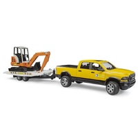 Bruder Construction Rental Service Ram 2500 Power Wagon + Trailer w/ Mini Excavator