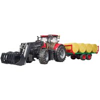 Bruder CASE IH Optum 300CVX with frontloader & bale trailer 03198