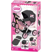 Bayer Doll Pram Cosy - Pink with Black Hood & Pink Bow 12760