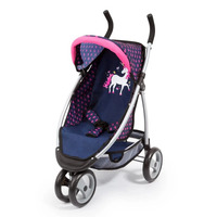 Bayer Jogger Dolls Pram - Dark Blue with Pink Hearts & Unicorn 39954