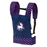 Bayer Doll Carrier Dark Blue with Pink Hearts & Unicorn