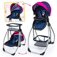 Bayer Trio Three in One Convertible High Chair Dark Blue Pink Hearts and Unicorn