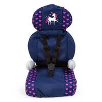 Bayer Deluxe Doll Car Booster Seat - Dark Blue with Pink Hearts & Unicorn