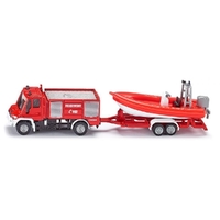 Siku Unimog Fire Engine With Boat 1:87 scale diecast metal SI1636