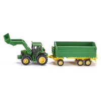 Siku John Deere Front Loader Tractor and Trailer 1:87 Scale Diecast Vehicle SI1843