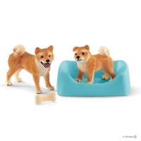 Schleich Farm World Shiba Inu Mother & Puppy Toy Figure SC42479 **