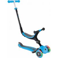 Globber GO UP Foldable Plus LIGHTS Deluxe Three Wheel Scooter Push Along - Sky Blue
