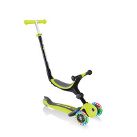 Globber GO UP Foldable Plus LIGHTS Deluxe Three Wheel Scooter Push Along - Lime Green