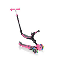 Globber GO UP Foldable Plus LIGHTS Deluxe Three Wheel Scooter Push Along - Deep Pink