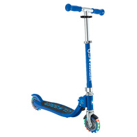 Globber Flow Foldable Junior Scooter with Lights - Navy Blue/Sky Blue 870-100