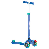 Globber Primo Plus w/ Lights Three Wheel Scooter - Navy Blue/Emerald Green 442-600