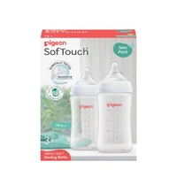 Pigeon SofTouch Wide Neck PP Baby Bottle 240mL Twin Pack PBA293TP