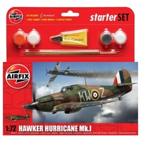 Airfix Starter Set Model Kit Hawker Hurricane Mk.I 1:72 scale inc glue paint