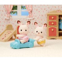 Sylvanian Families Chocolate Rabbit Twins (with Blue Car) 5420