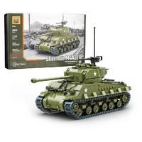 Build Army Sherman M4A3E8 WW2 American Medium Tank 1:33 Scale Buidling Block BA1002