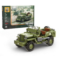 Build Army MB Jeep WW2 American Utility Vehicle 1:33 Scale Building Blocks BA1101