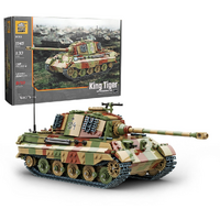 Build Army King Tiger Camo WW2 German Heavy Tank 1:33 Scale Building Blocks BA0182C