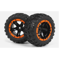 Blackzon Slyder MT Wheels/Tires Assembled (Black/Orange) [540195]