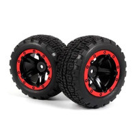 Blackzon Slyder ST Wheels/Tires Assembled (Black/Red) [540196]