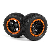 Blackzon Slyder ST Wheels/Tires Assembled (Black/Orange) [540197]