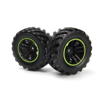 Blackzon Spryte Wheels/Tires Assembled (Black/Green) BZ540324