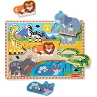 Melissa & Doug Safari 7pc Wooden Peg Puzzle MND75165